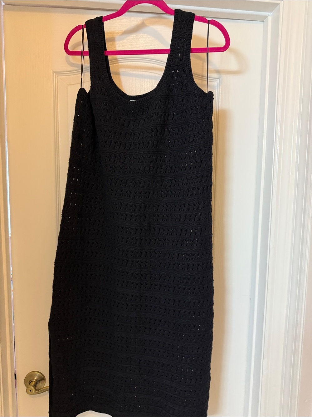 Old Navy Black Crochet Midi Tank Dress